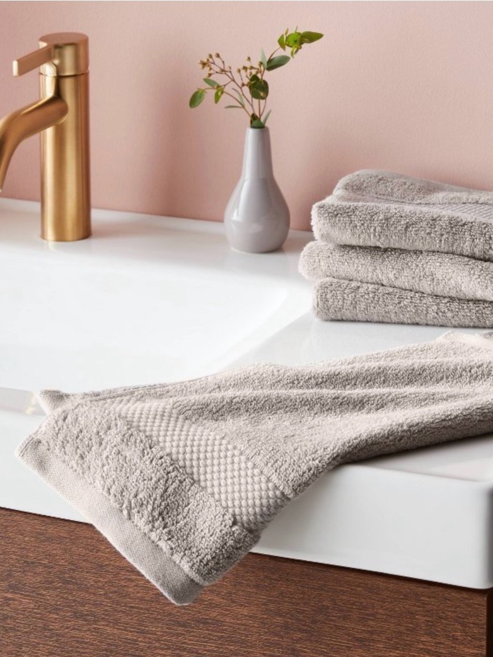 Threshold Performance Plus Washcloths Light Gray • Set of 8 •
